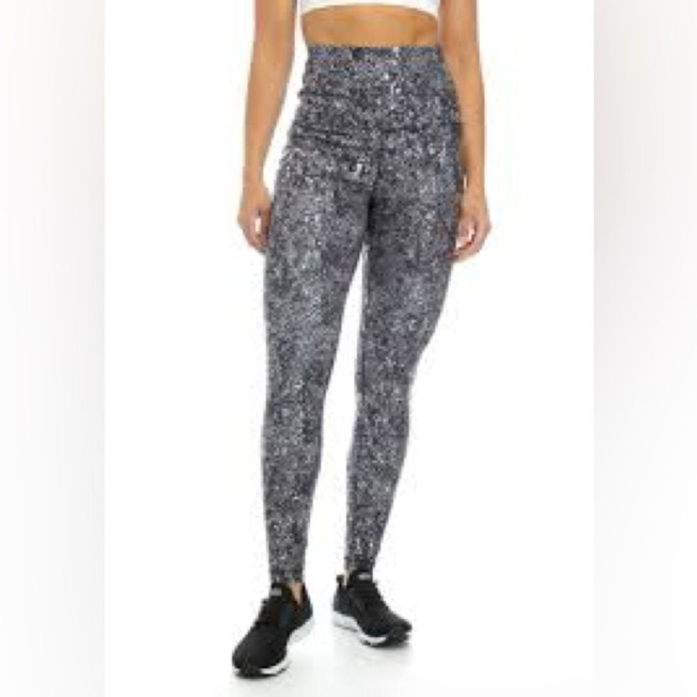 Zelos Plus Black White Snakeskin Print High Waist Active Leggings 1X NWT